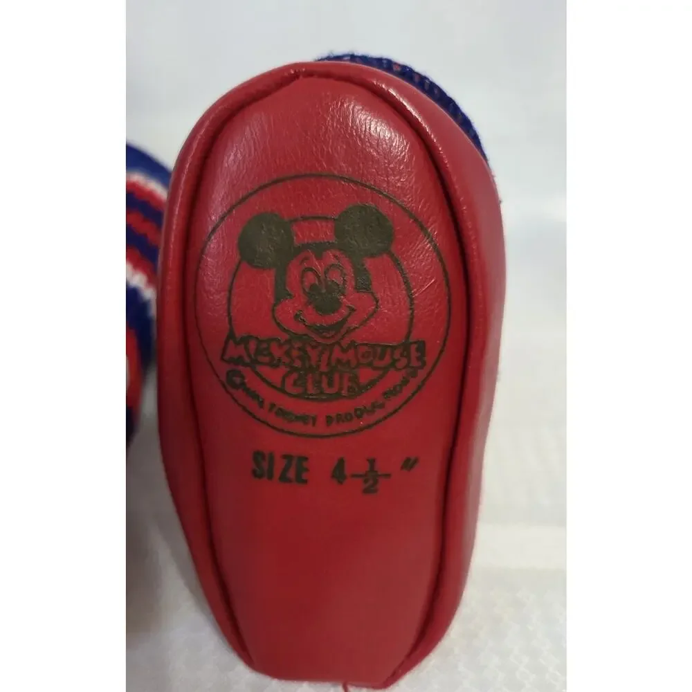 Disney Mickey Mouse Club Knit Slippers Socks Kids 4.5 Walt Disney VTG 60s 70s